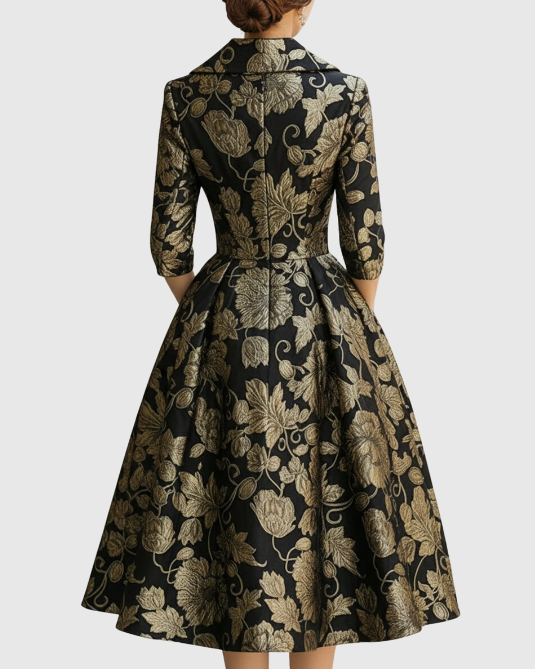 Riley™ | Bloemen Geborduurde Midi Jurk