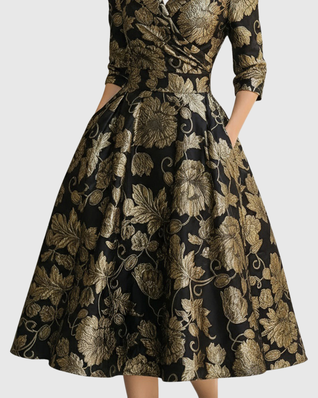 Riley™ | Bloemen Geborduurde Midi Jurk