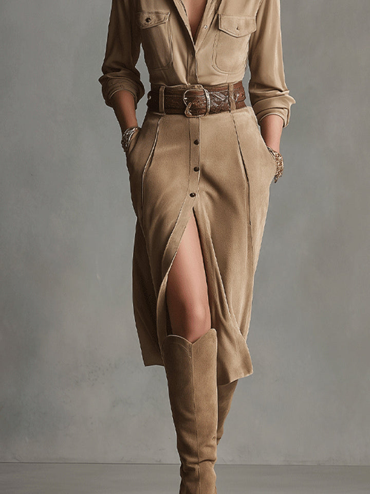 Sofia | Elegante suède jurk