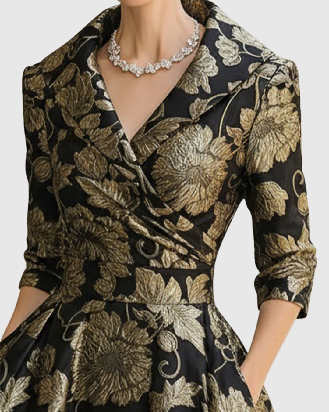 Riley™ | Bloemen Geborduurde Midi Jurk